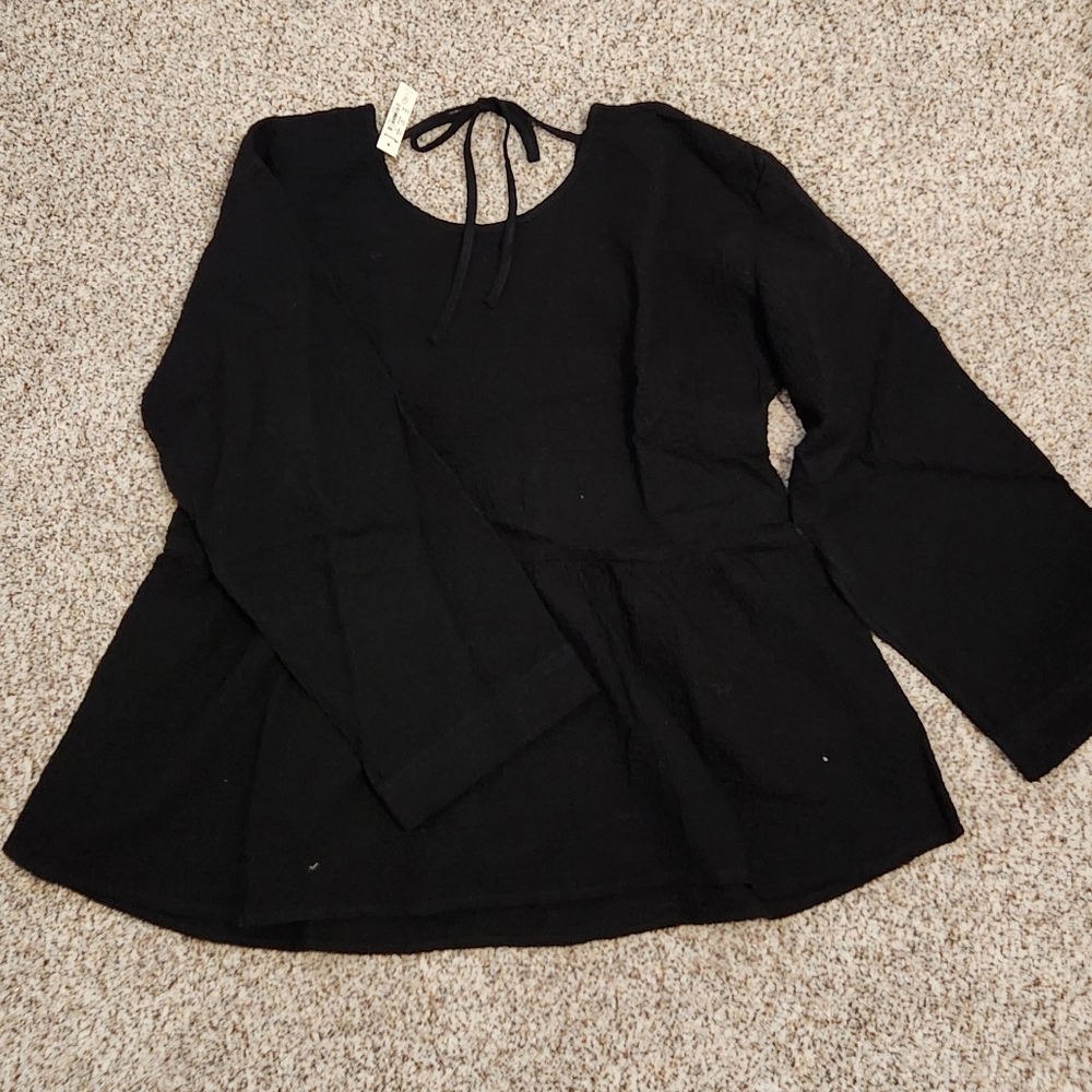 Madewell Black Textured Knit Top